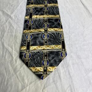 Moda Mens Grey\Gold Pattern Tie 4" Wide/60" Long HAND MADE